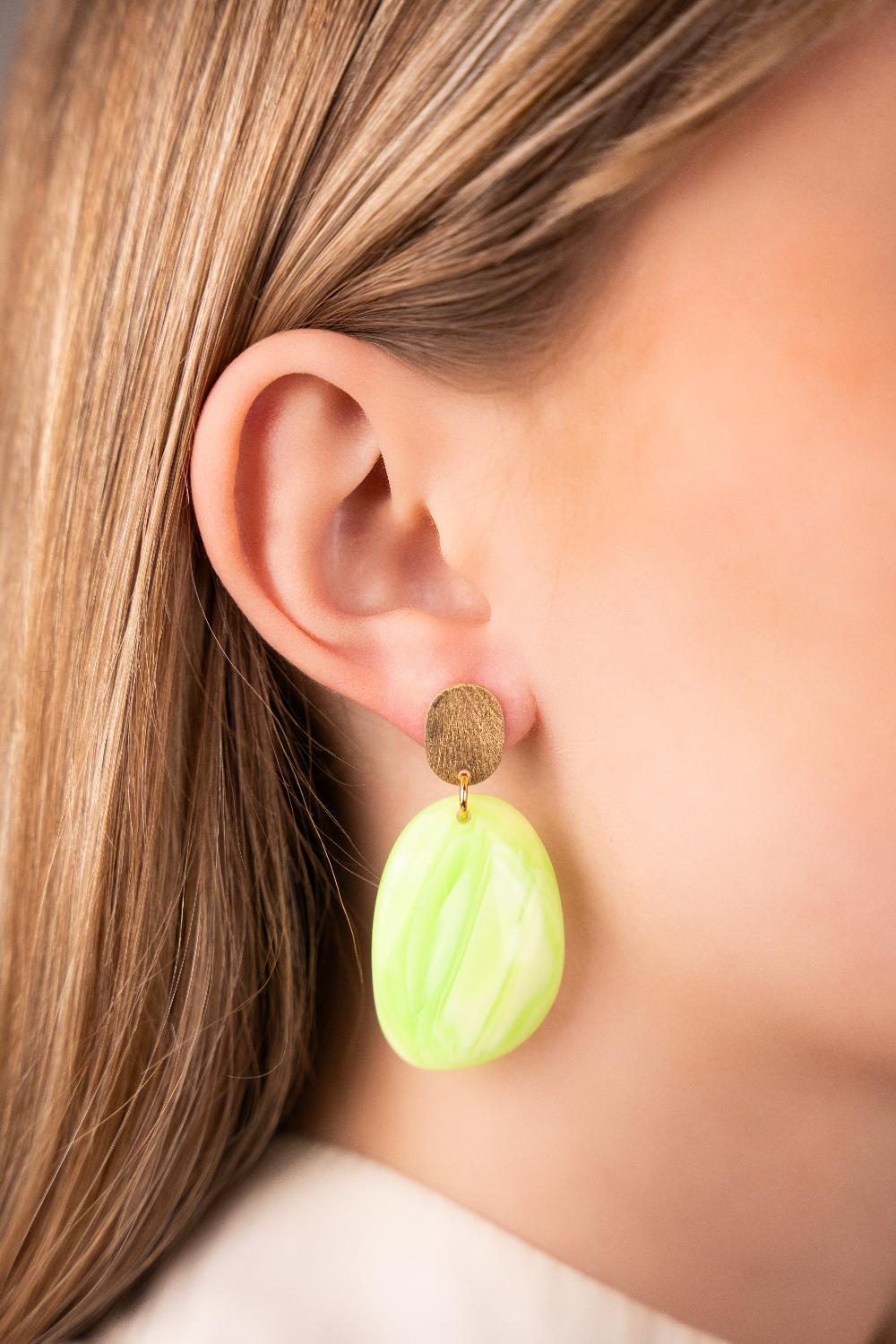 Lott. Gioielli Fluorine Groen Oorbellen Little Sara Asymmetrisch Ovaal S
