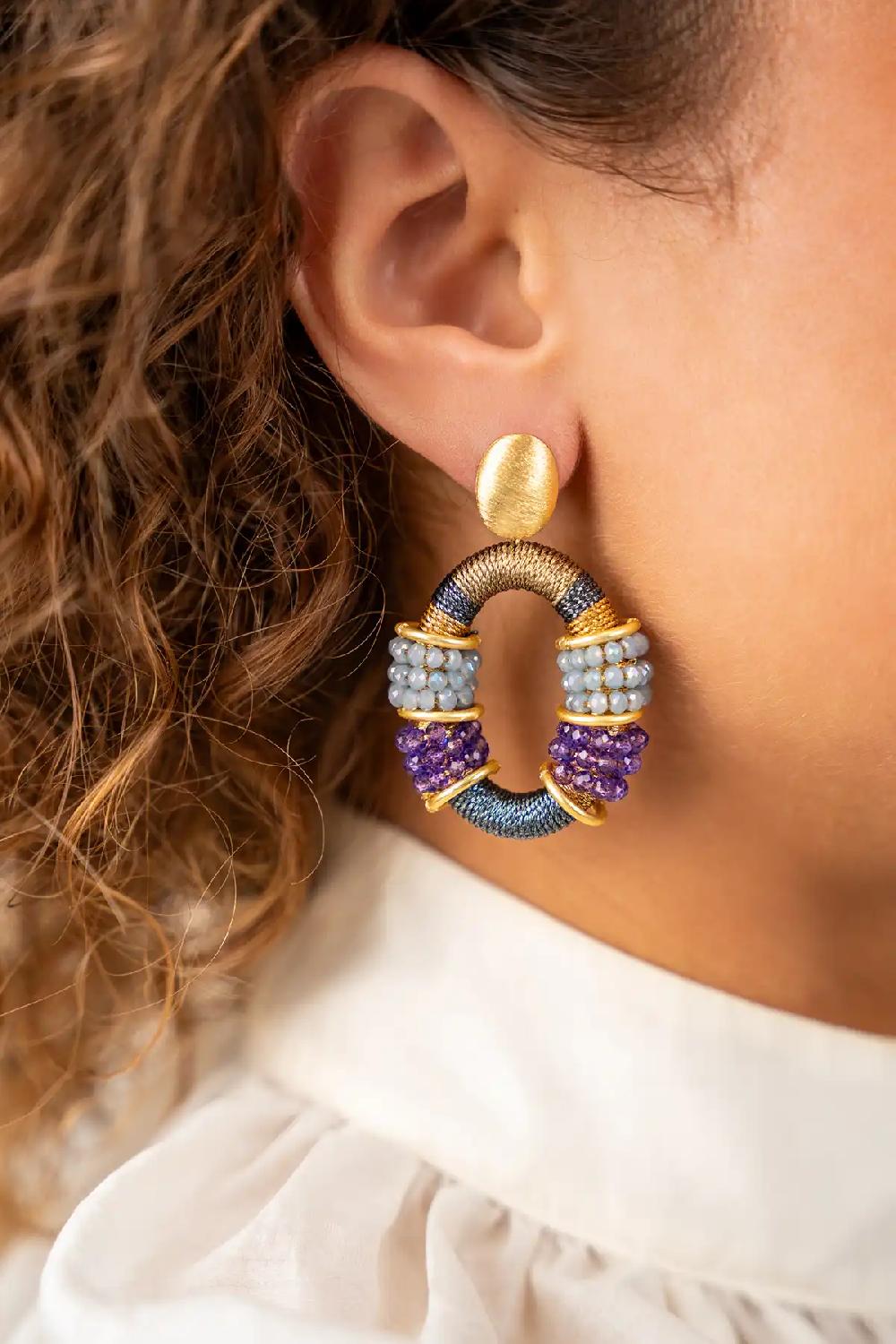 Lott. Gioielli Frosty Blauw Paarse Oorbellen Elle Ovaal Deluxe