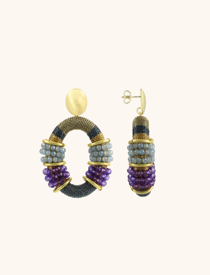 Lott. Gioielli Frosty Blauw Paarse Oorbellen Elle Ovaal Deluxe