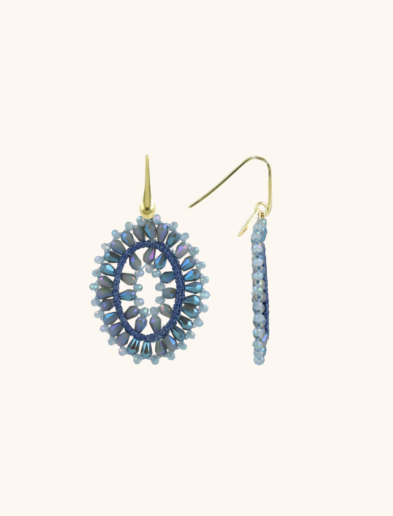 lott. gioielli Frosty Blauwe Oorbellen Noa Open Ovaal Dubbel S