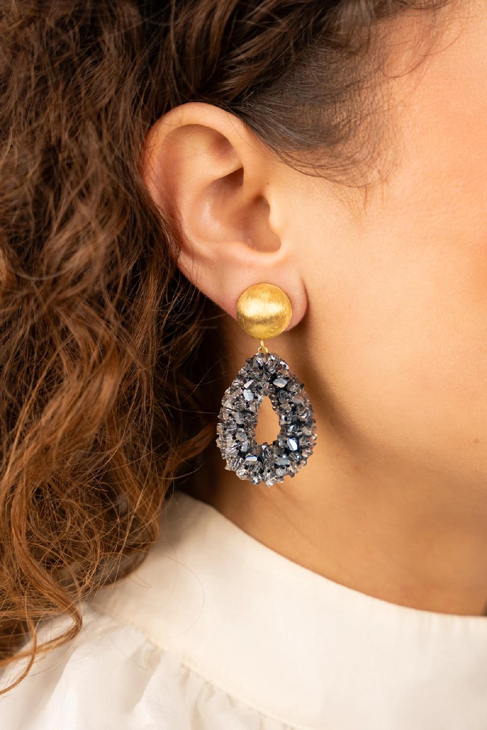 Lott. Gioielli Frosty Grijze Oorbellen Marieke Druppel S Raw Clip