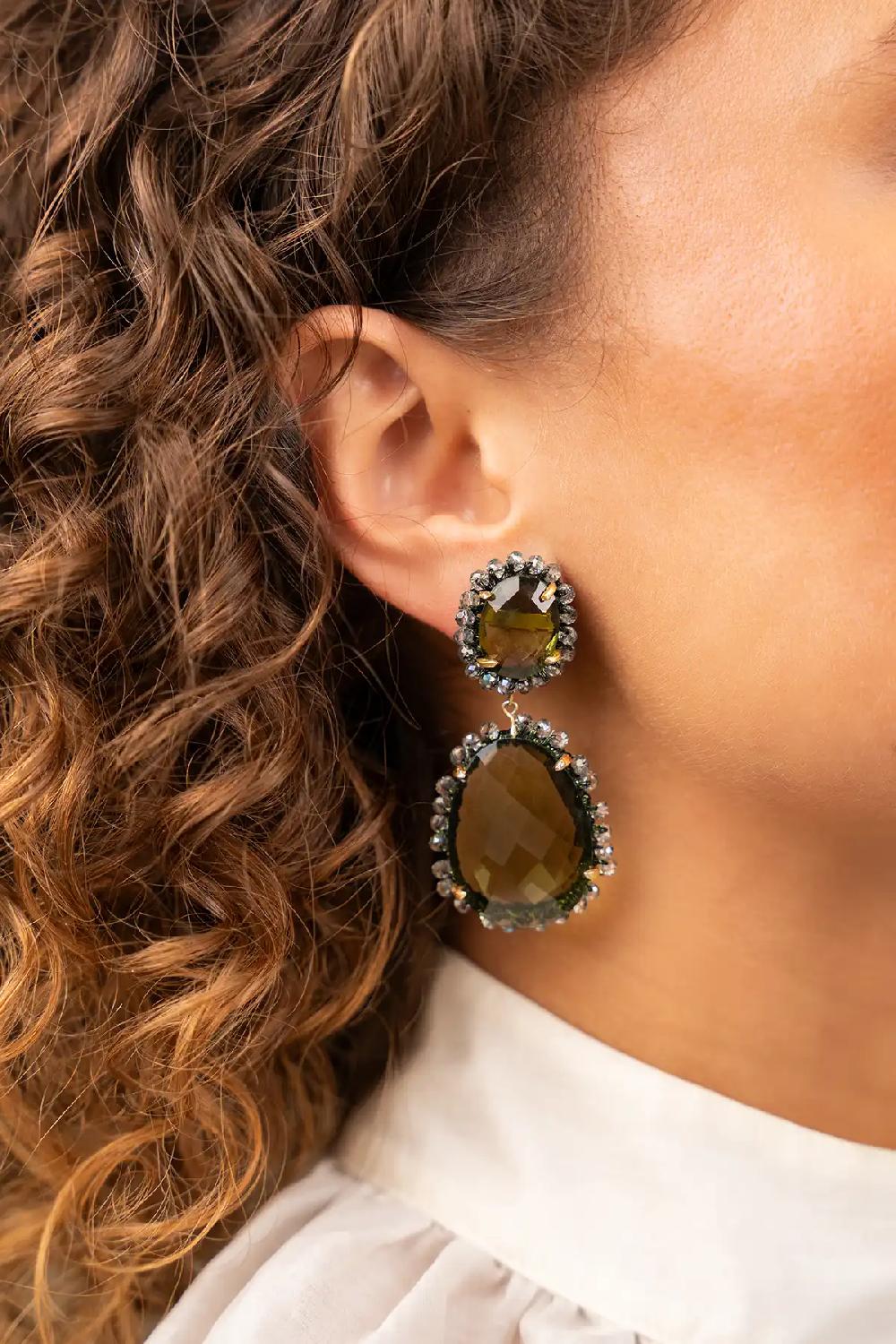 Lott. Gioielli Frosty Grijze Pendant Oorbellen Dubbel L