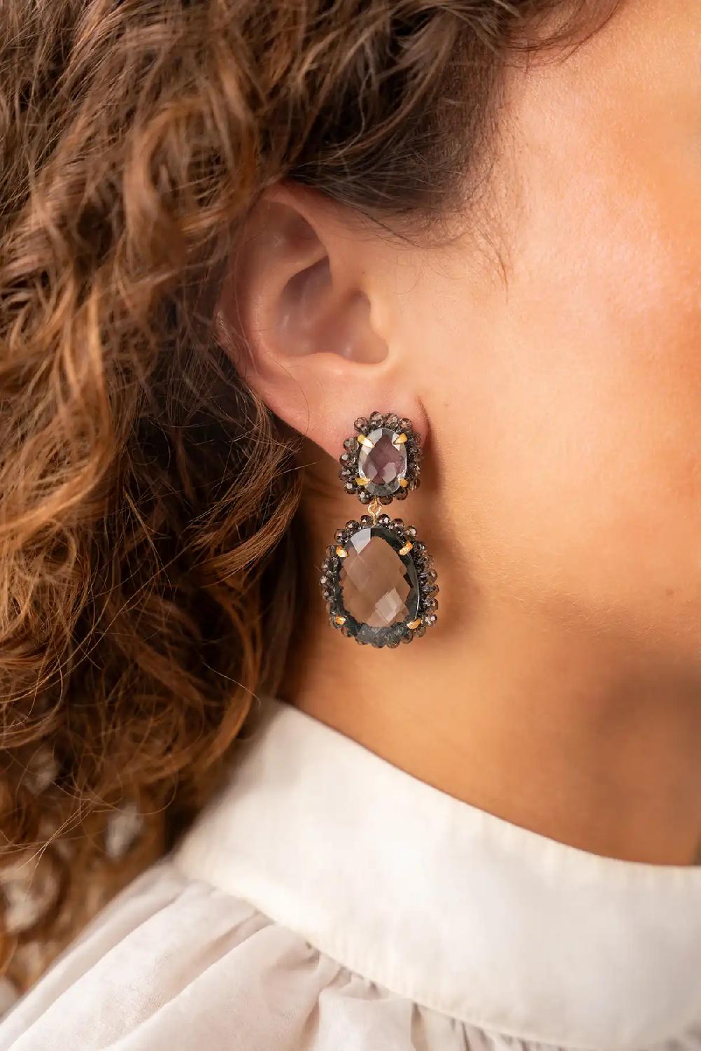 Lott. Gioielli Frosty Grijze Pendant Oorbellen Dubbel M