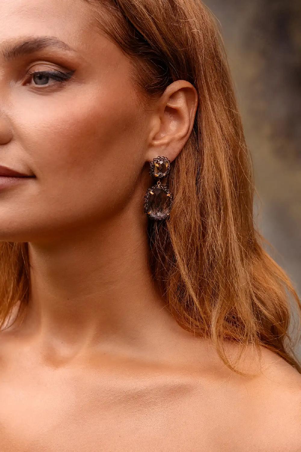 Lott. Gioielli Frosty Grijze Pendant Oorbellen Dubbel M