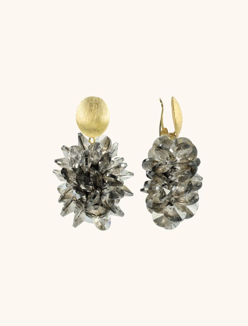 lott. gioielli Frosty Grijze Sequin Oorbellen Sam Crystal Thick Oval Clip