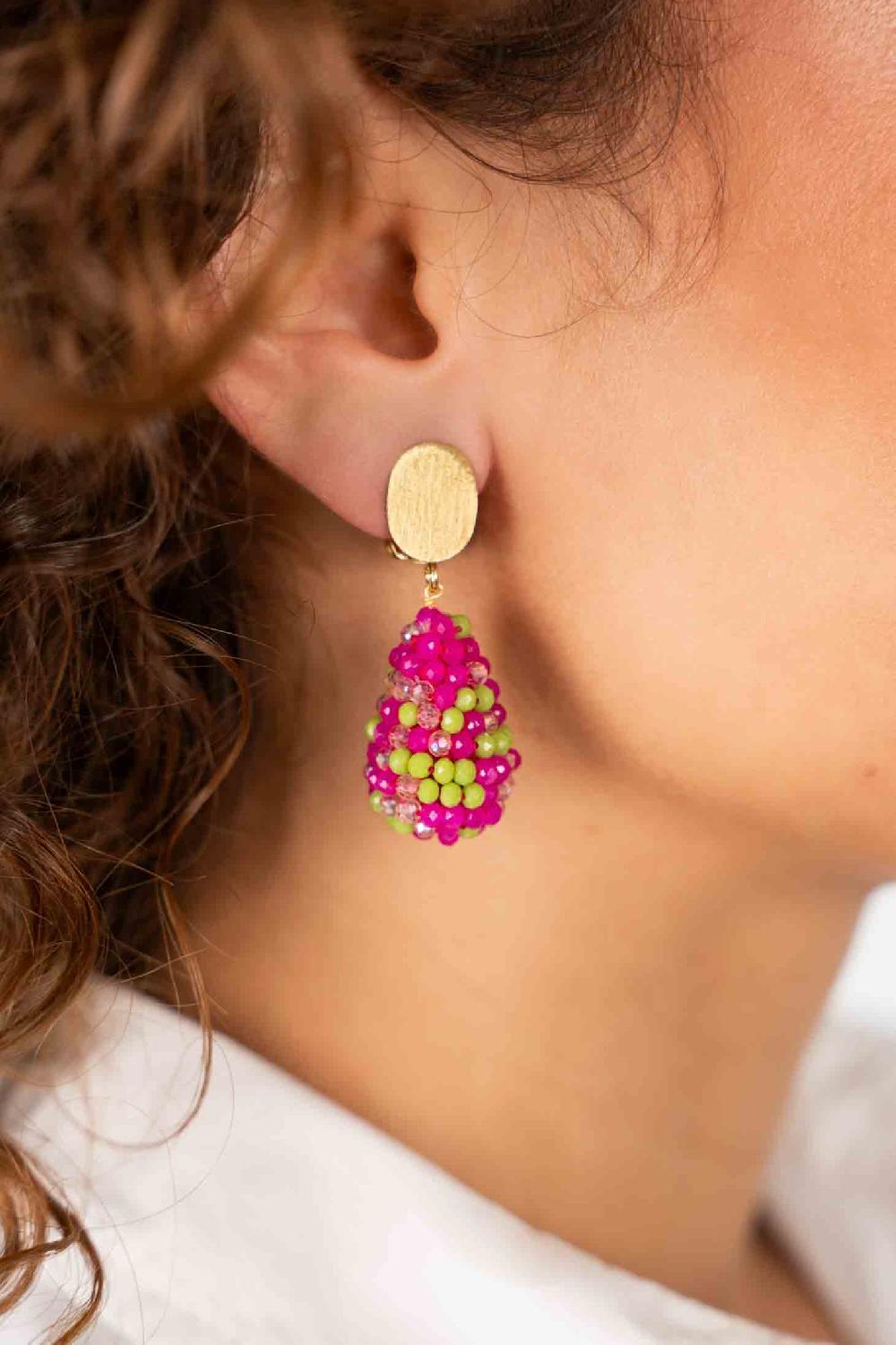 Lott. Gioielli Fuchsia Lime Oorbellen Amy Cone S Clip