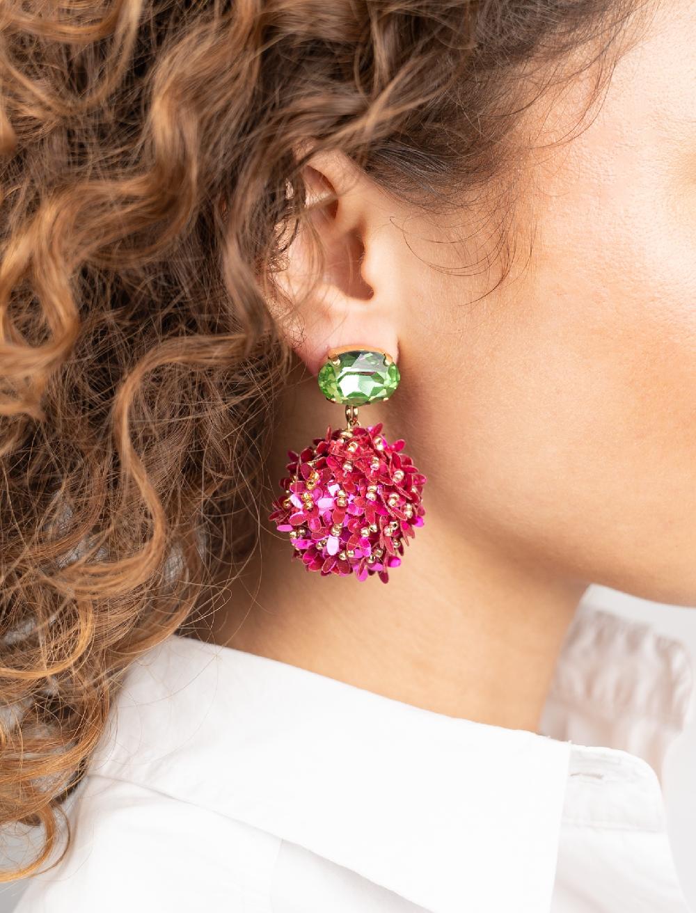 Lott. Gioielli Fuchsia Oorbellen Daisy Globe L Flower Strass