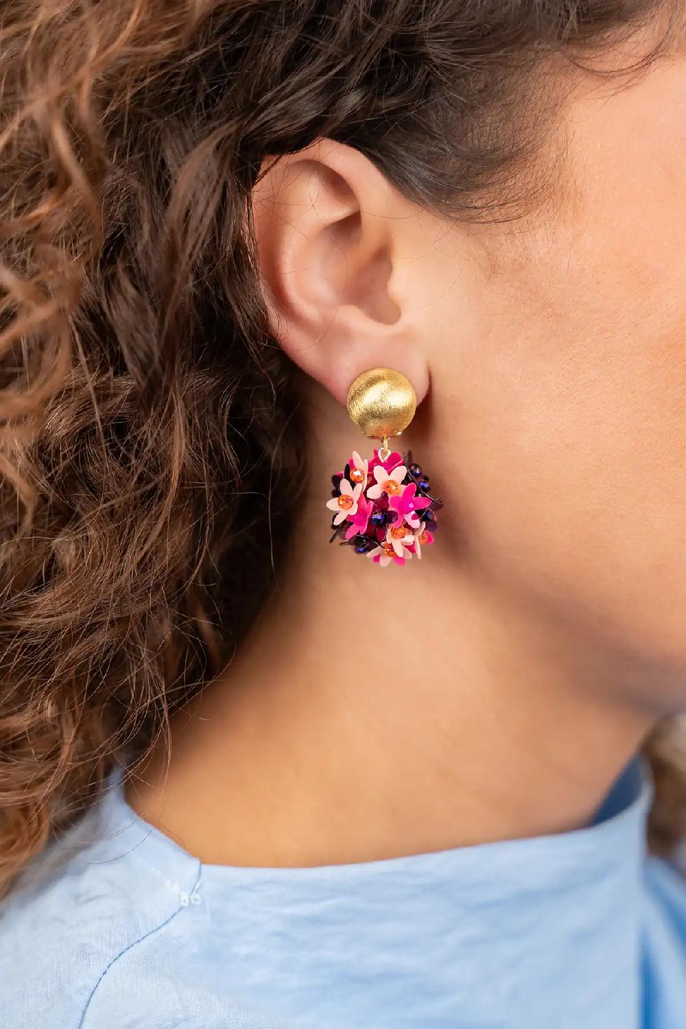 Lott. Gioielli Fuchsia Oorbellen Daisy Sequin Flower Globe S Clip