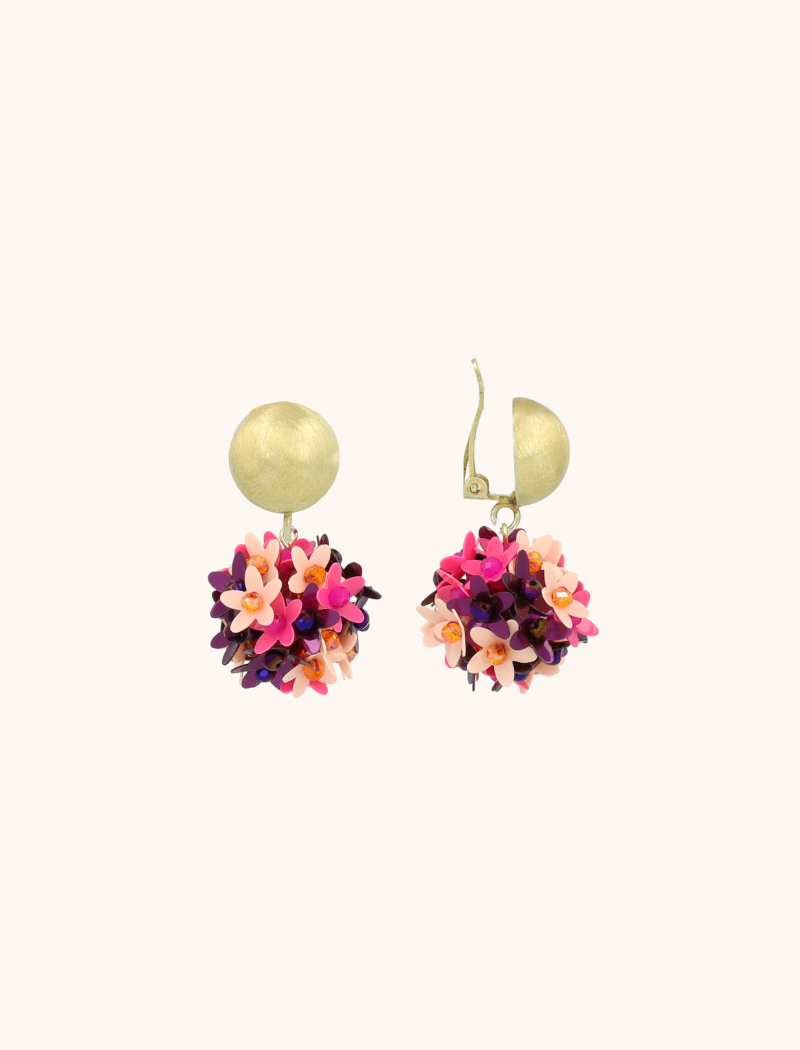 lott. gioielli Fuchsia Oorbellen Daisy Sequin Flower Globe S Clip