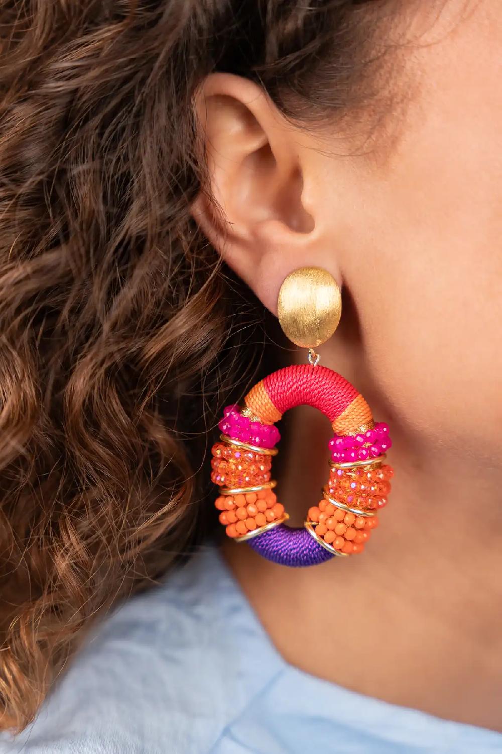 Lott. Gioielli Fuchsia Oorbellen Elle Combi Oval Deluxe L Clip