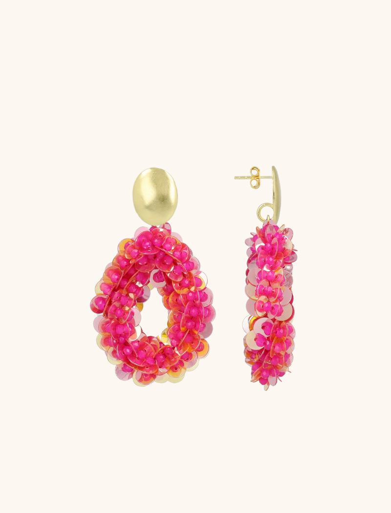 lott. gioielli Fuchsia Oorbellen Fenna Sequin Drop M
