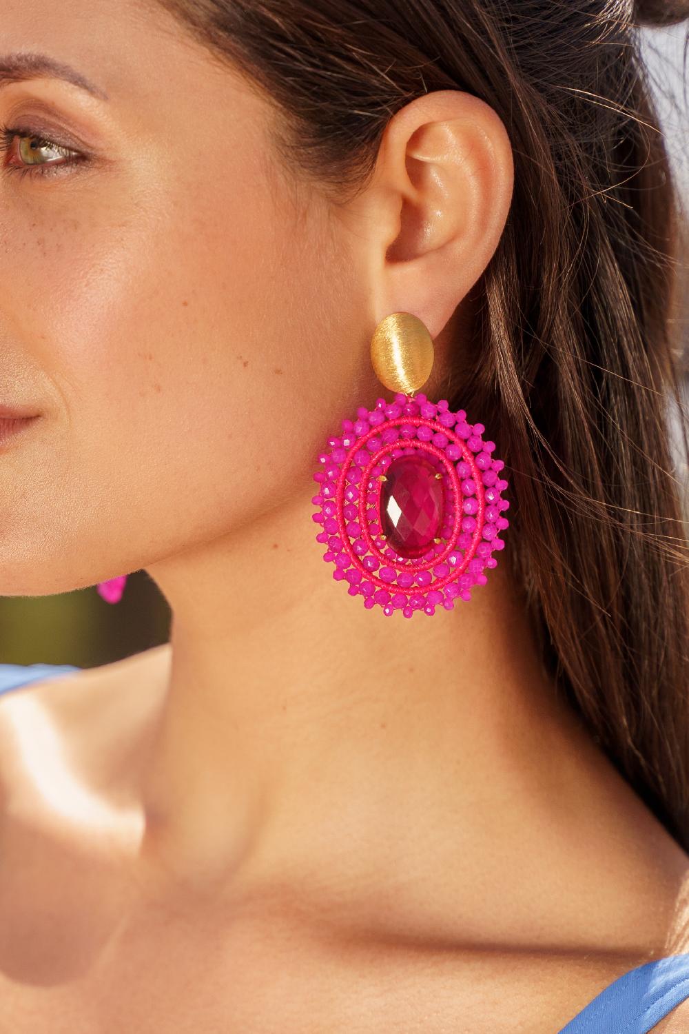 Lott. Gioielli Fuchsia Oorbellen Jamie Ovaal L Steen