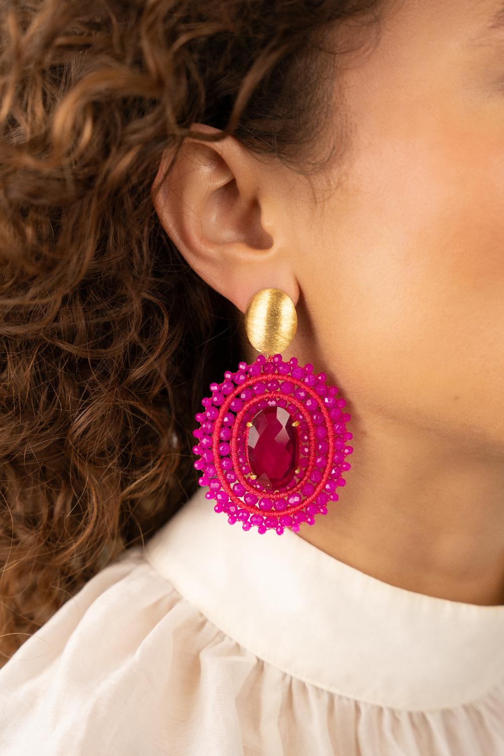 Lott. Gioielli Fuchsia Oorbellen Jamie Ovaal L Steen