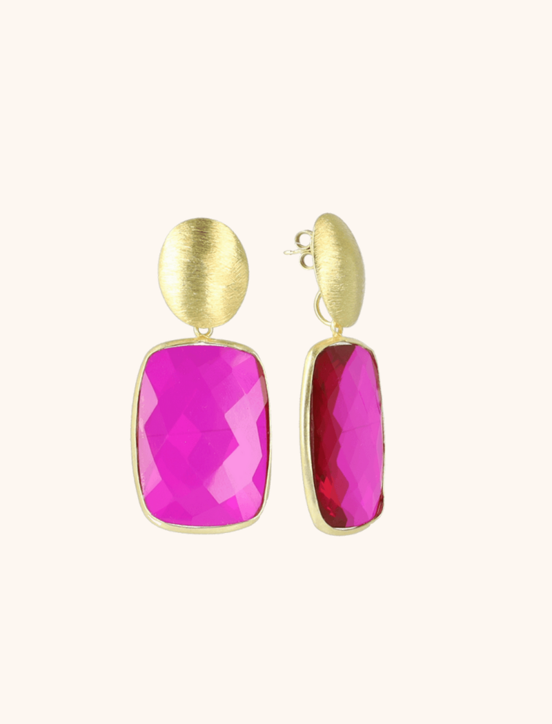 lott. gioielli Fuchsia Oorbellen Jane vierkant quartz