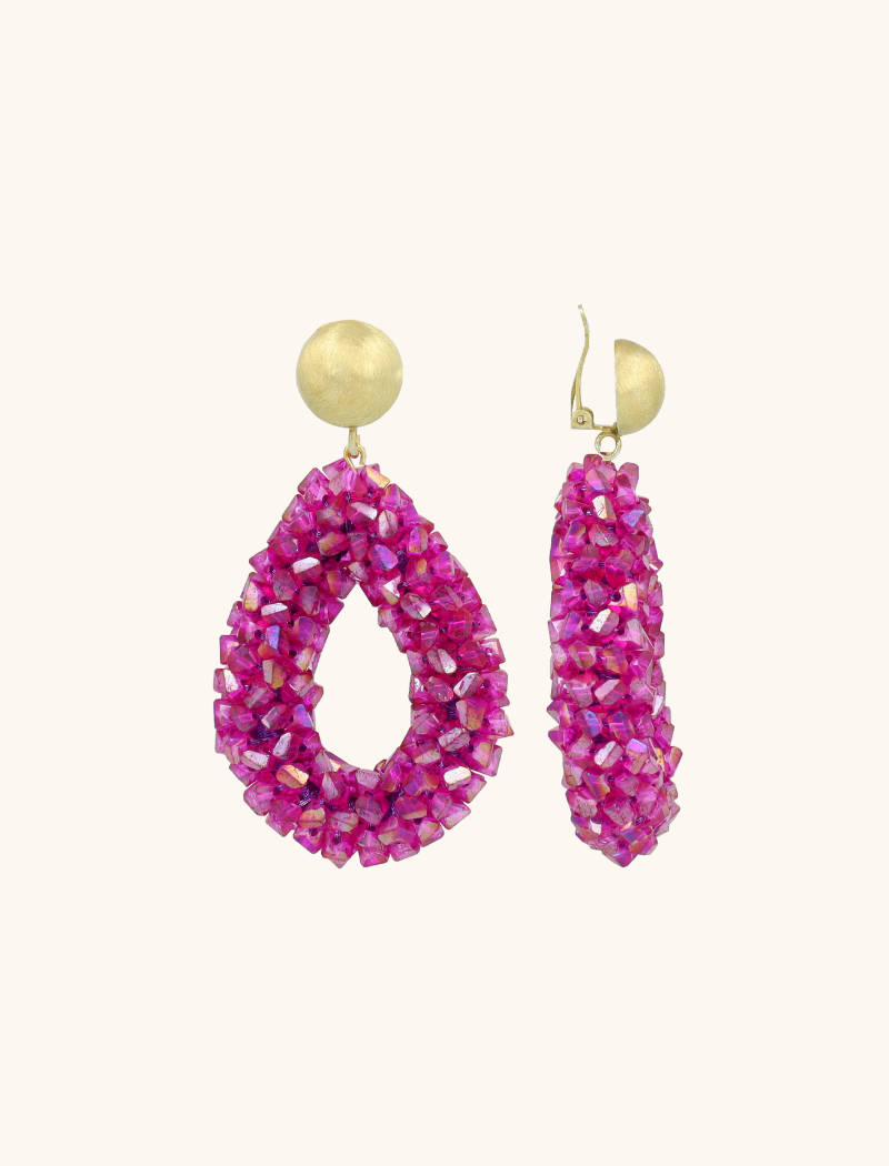 lott. gioielli Fuchsia Oorbellen Marieke Drop L Raw Clip