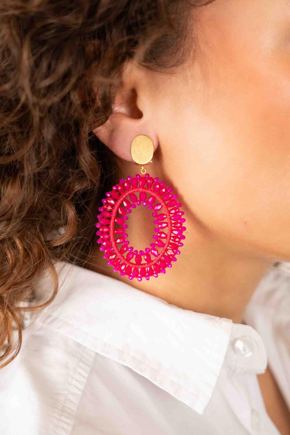 Lott. Gioielli Fuchsia Oorbellen Noa Ovaal Dubbel L Clip