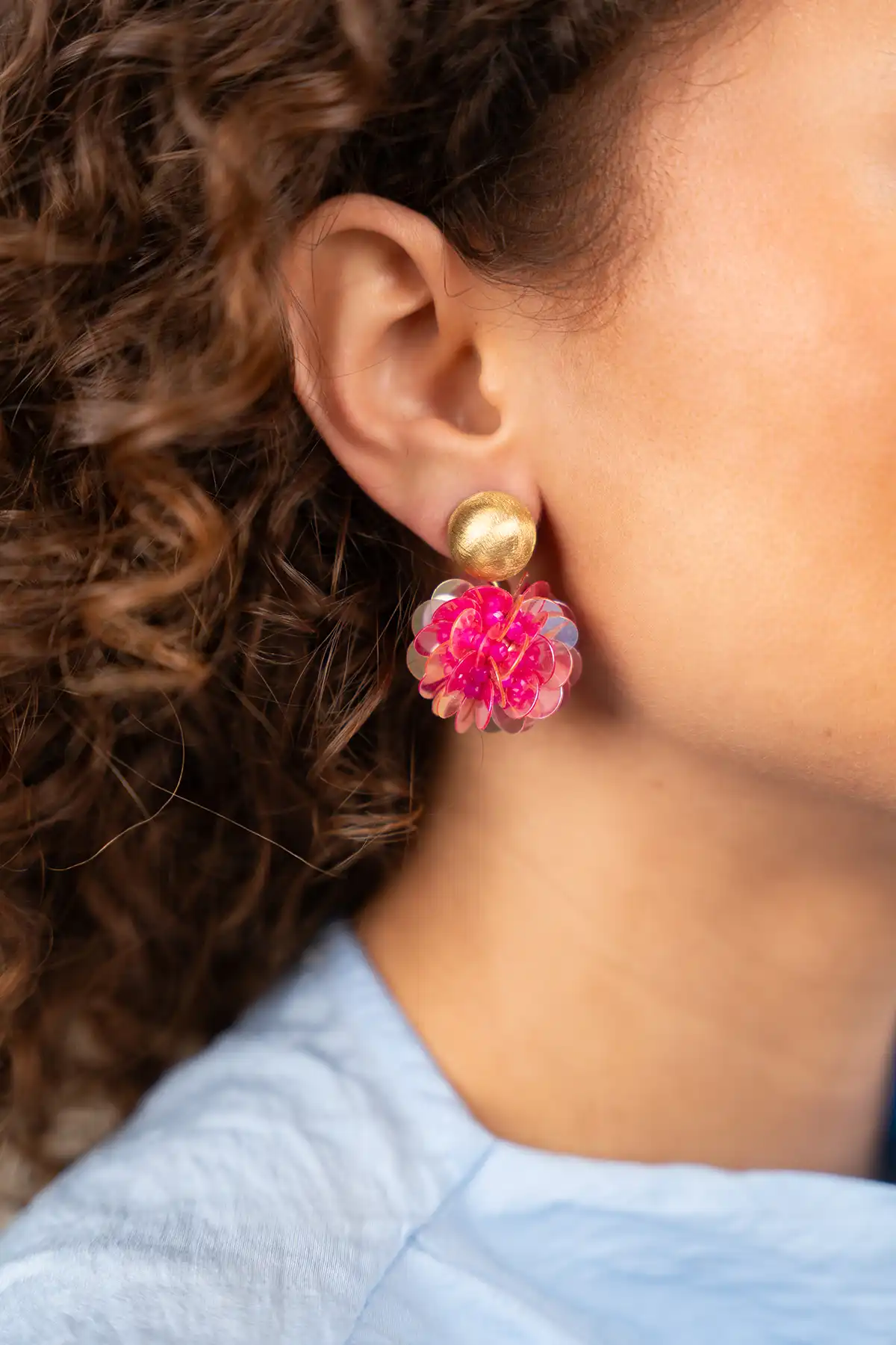 Lott. Gioielli Fuchsia Oorbellen Sanne Fine Big Sequins Globe S