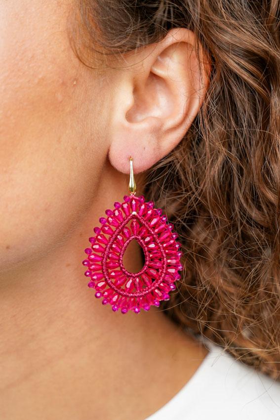 Lott. Gioielli Fuchsia Oorbellen Silk Drop Double Crystal