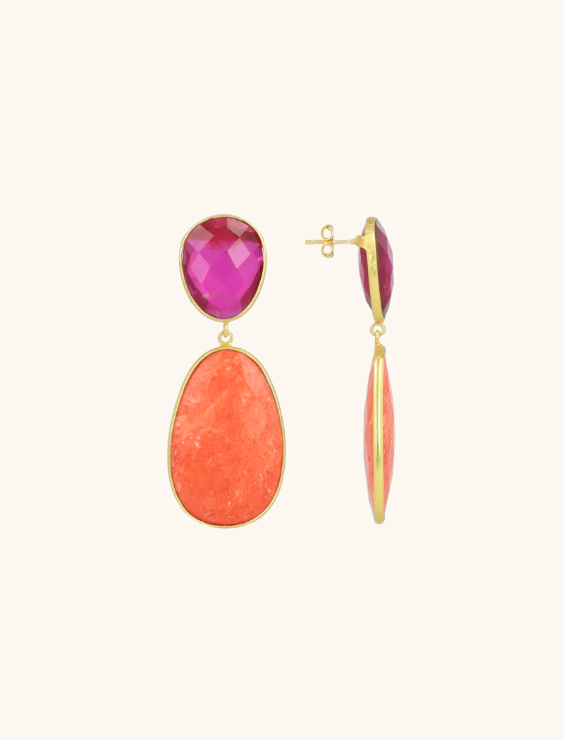 Lott. Gioielli Fuchsia/Oranje Oorbellen Doris Framed Oval M