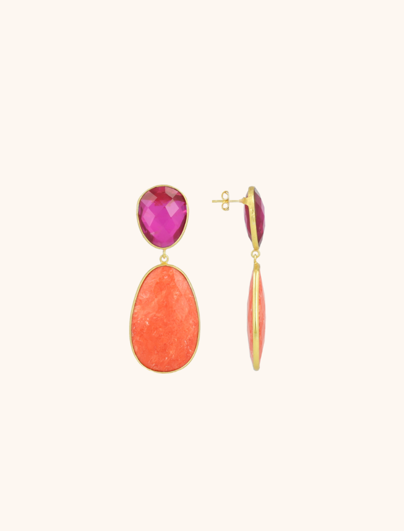 Lott. Gioielli Fuchsia/Oranje Oorbellen Doris Framed Oval M