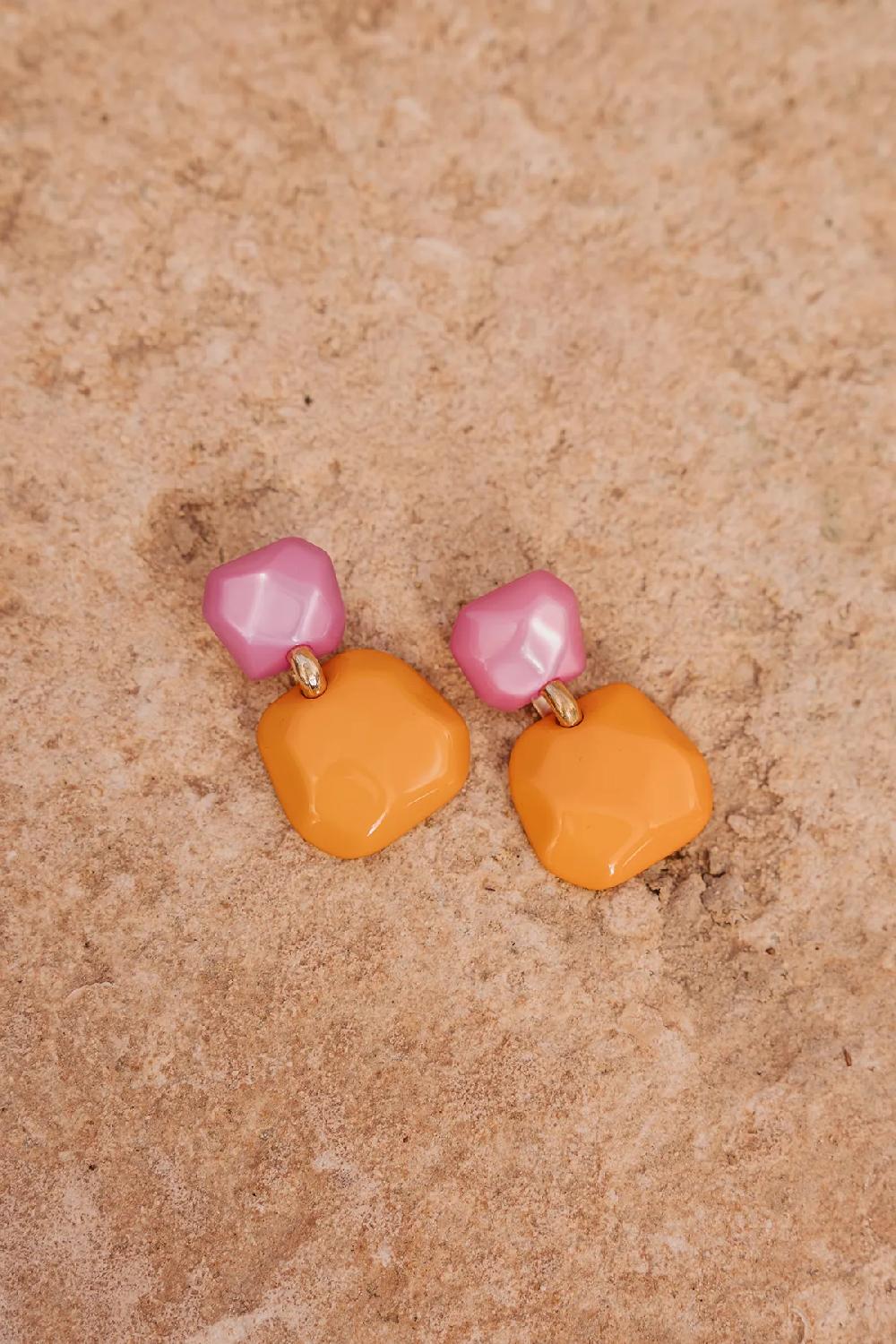 Lott. Gioielli Fuchsia Oranje Oorbellen Lyra Statement Earring Double M