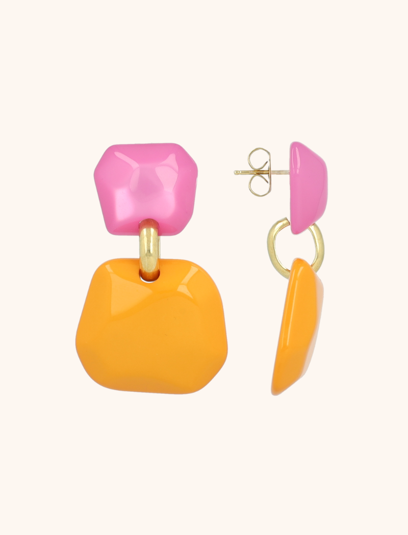 lott. gioielli Fuchsia Oranje Oorbellen Lyra Statement Earring Double M