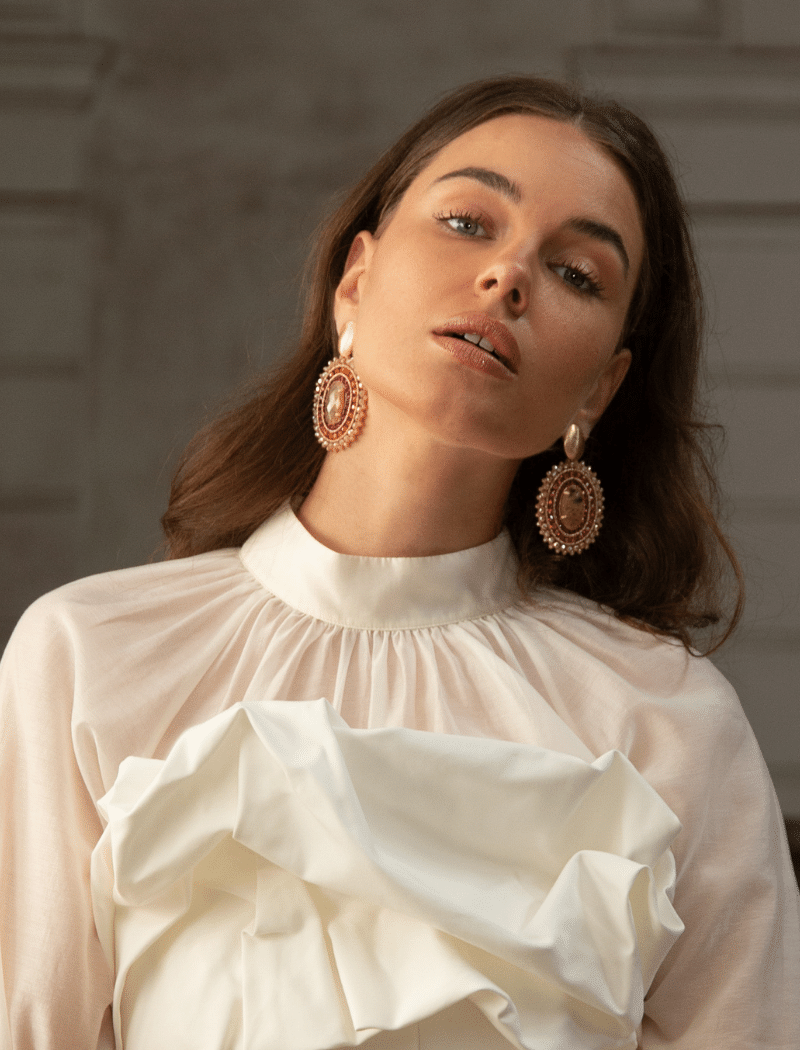 Lott. Gioielli Fuchsia Tangerine Oorbellen Jamie Ovaal L Met Steen