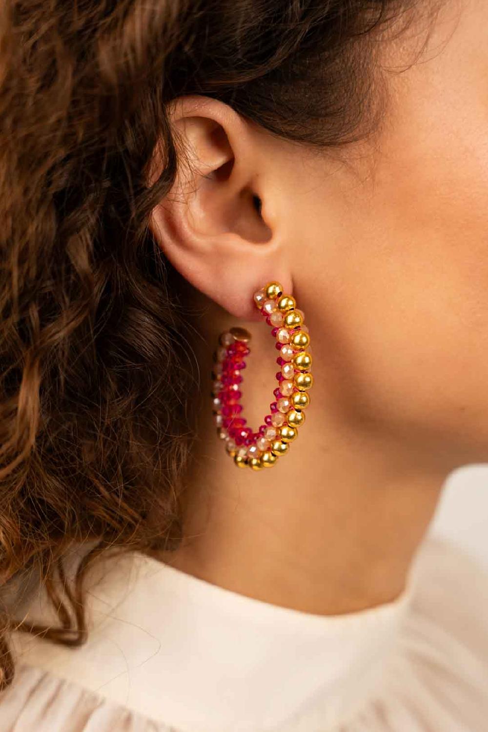 Lott. Gioielli Fuchsia Tangerine Oorbellen Loe Creool Deluxe L