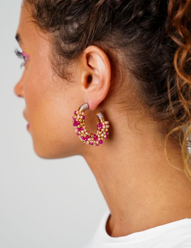 Lott. Gioielli Fuchsia Tangerine Oorbellen Luna Creole Combi Ovaal M