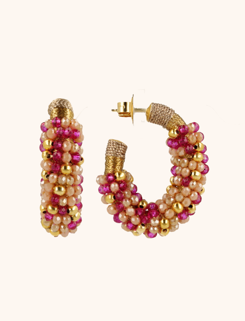 lott. gioielli Fuchsia Tangerine Oorbellen Luna Creole Combi Ovaal M