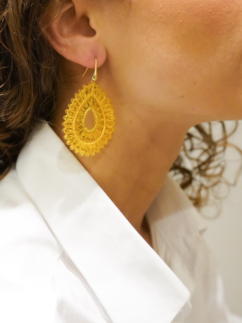 Lott. Gioielli Gele Oorbellen Silk Drop Double Crystal