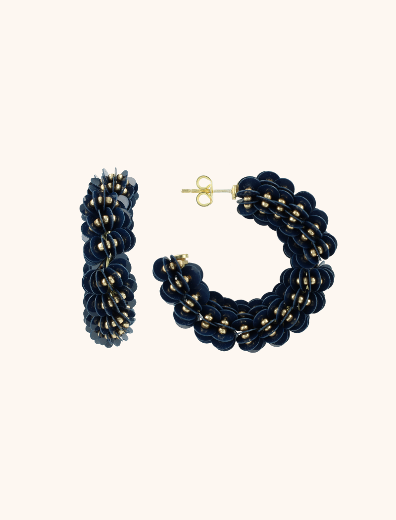 lott. gioielli Gemixt blauwe oorbellen sequin creool M