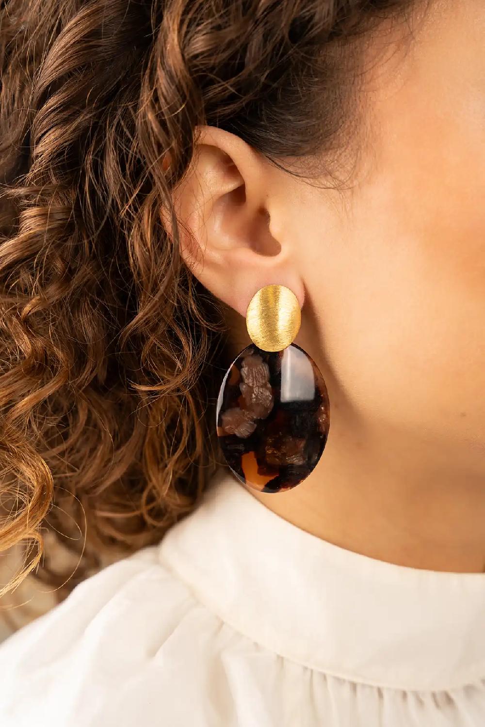 Lott. Gioielli Gemixt Bruine Oorbellen Celia Ovaal L