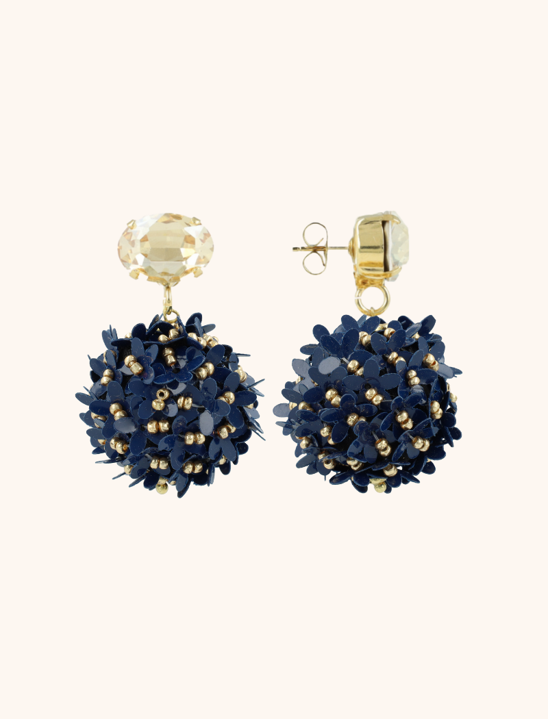 Lott. Gioielli Gemixte Blauwe Daisy Flower Globe L Strass Oorbellen