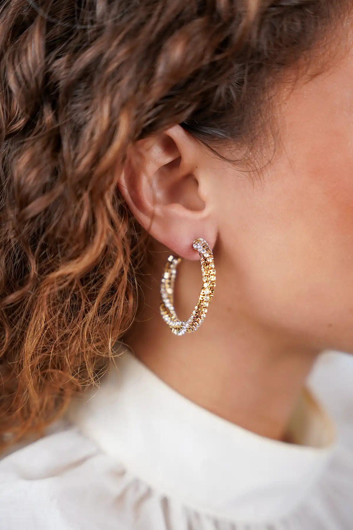 Lott. Gioielli Gold/Crystal Oorbellen Stevie Twisted Tennis Creool M