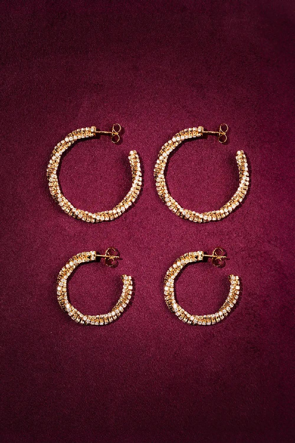 Lott. Gioielli Gold/Crystal Oorbellen Stevie Twisted Tennis Creool M