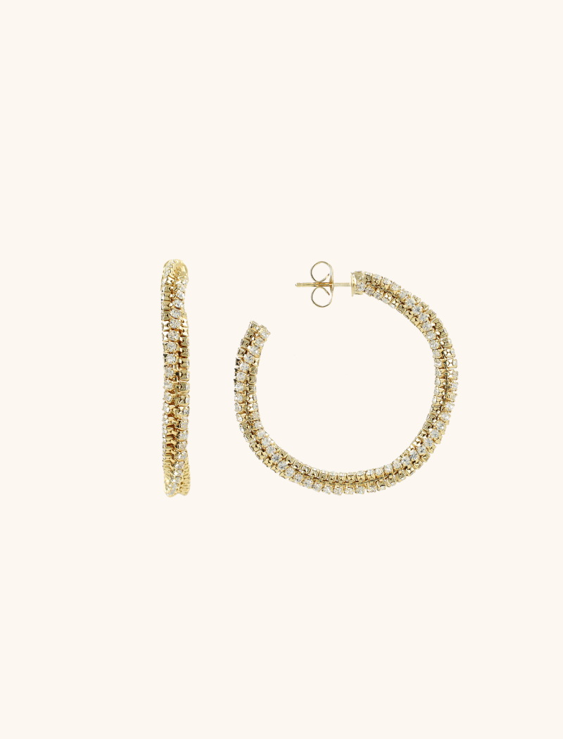 lott. gioielli Gold/Crystal Oorbellen Stevie Twisted Tennis Creool L