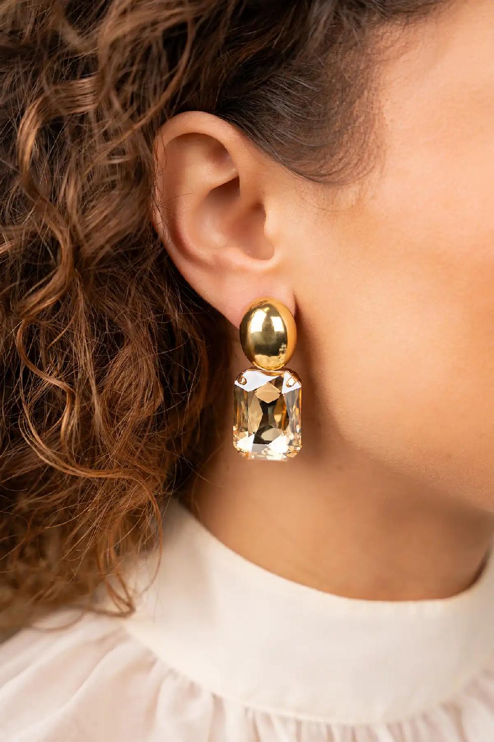 Lott. Gioielli Golden Shadow Oorbellen Strass Rechthoek L