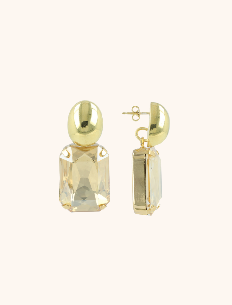 lott. gioielli Golden shadow oorbellen strass rechthoek L