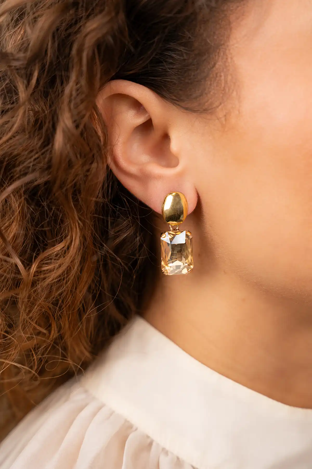 Lott. Gioielli Golden Shadow Oorbellen Strass Rechthoek M