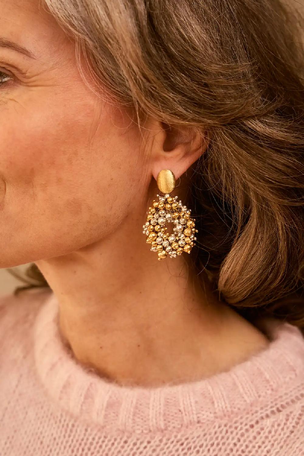 Lott. Gioielli Goud- En Zilverkleurige Oorbellen Louise Irregular Double Stones Drop S