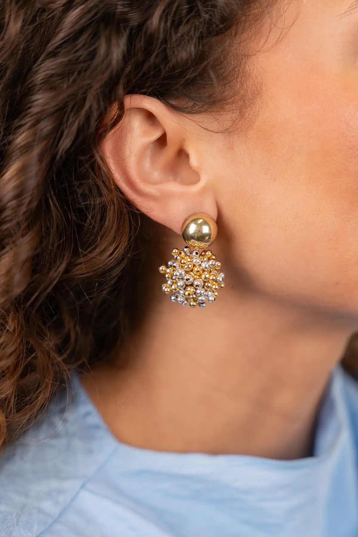 Lott. Gioielli Goud/Zilverkleurige Oorbellen Jacky Globe S Double Stones