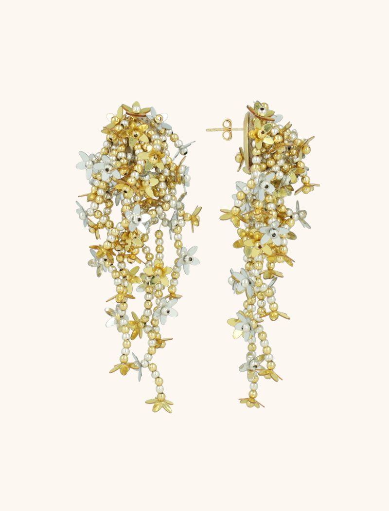 lott. gioielli Goud/Zilverkleurige Oorbellen Lilly Flower Strings L