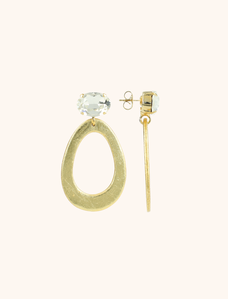 lott. gioielli Gouden/Crystal Houten Oorbellen Maud Open Drop M