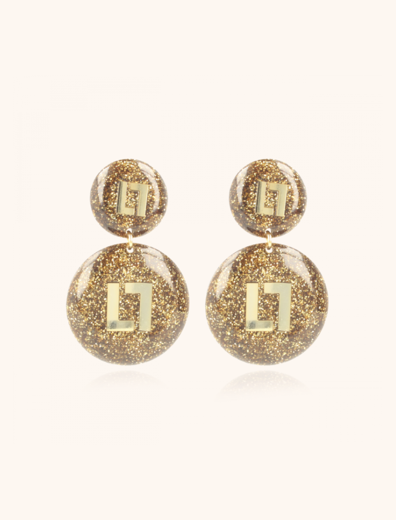 Lott. Gioielli Gouden Glitter Oorbellen Larissa Logo