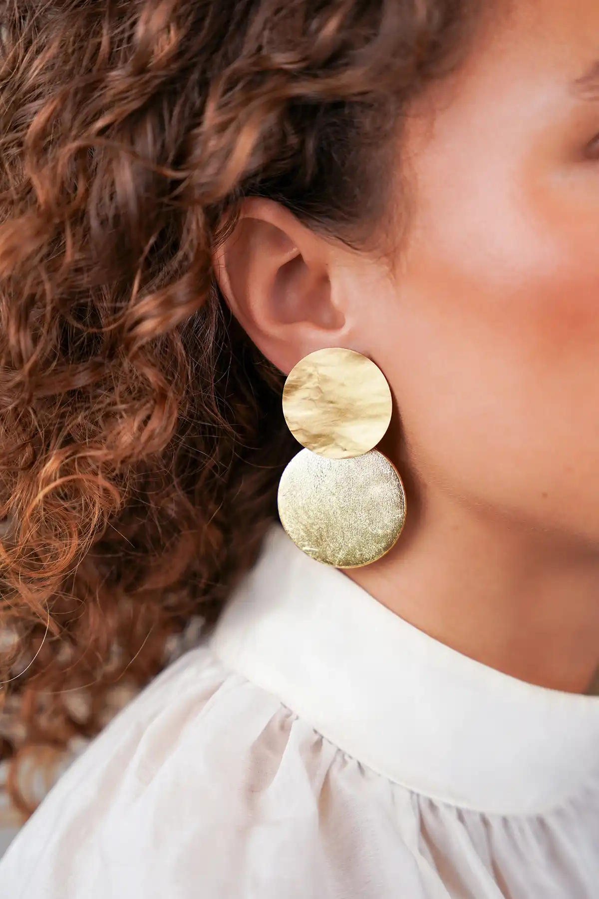 Lott. Gioielli Gouden Houten Oorbellen Marijn Circle S