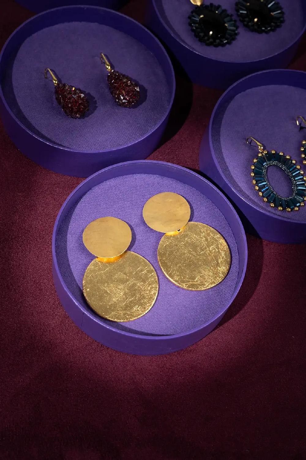 Lott. Gioielli Gouden Houten Oorbellen Marlie Circle M