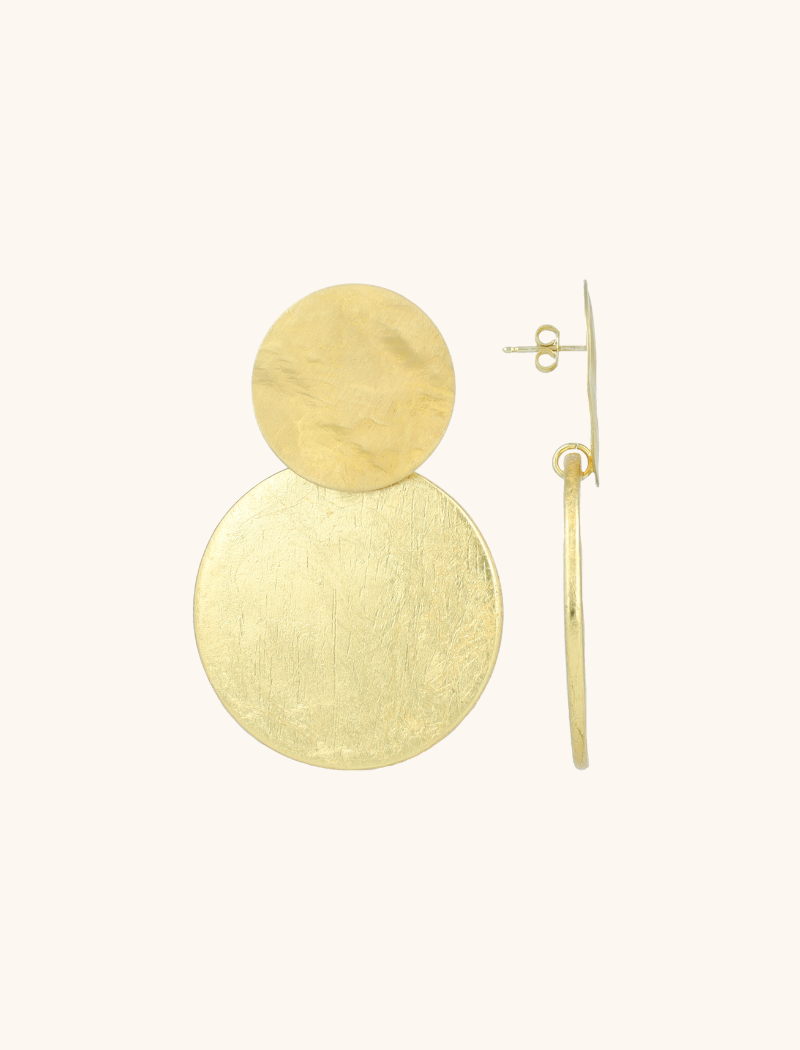 lott. gioielli Gouden Houten Oorbellen Marlie Circle M