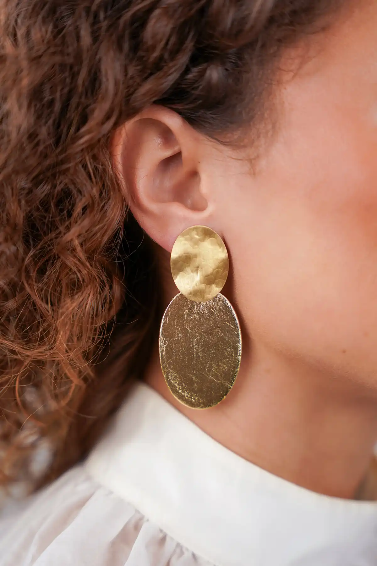 Lott. Gioielli Gouden Houten Oorbellen Maya Closed Oval S