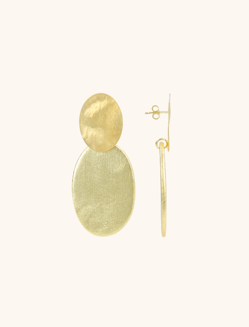 lott. gioielli Gouden Houten Oorbellen Maya Closed Oval S